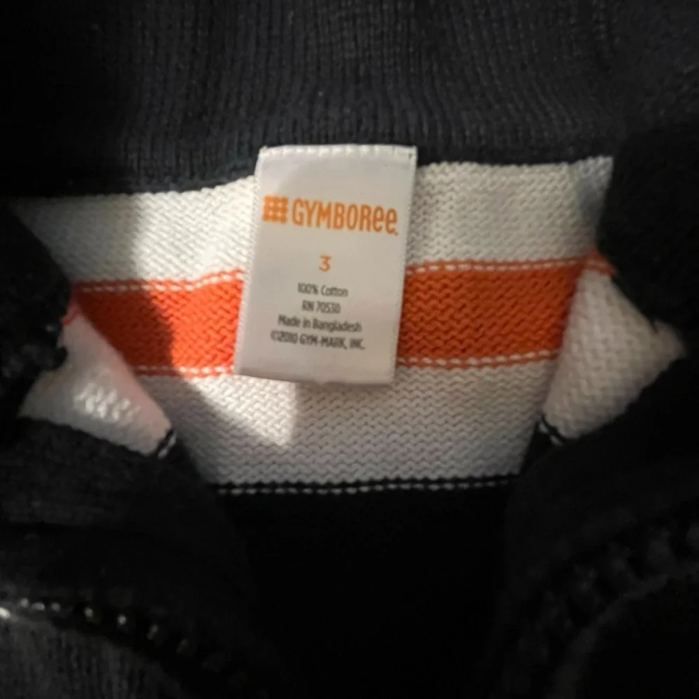 Gymboree  1/4 Zip Knit Sweater - Navy Blue, White and Orange size 3 Boys EUC